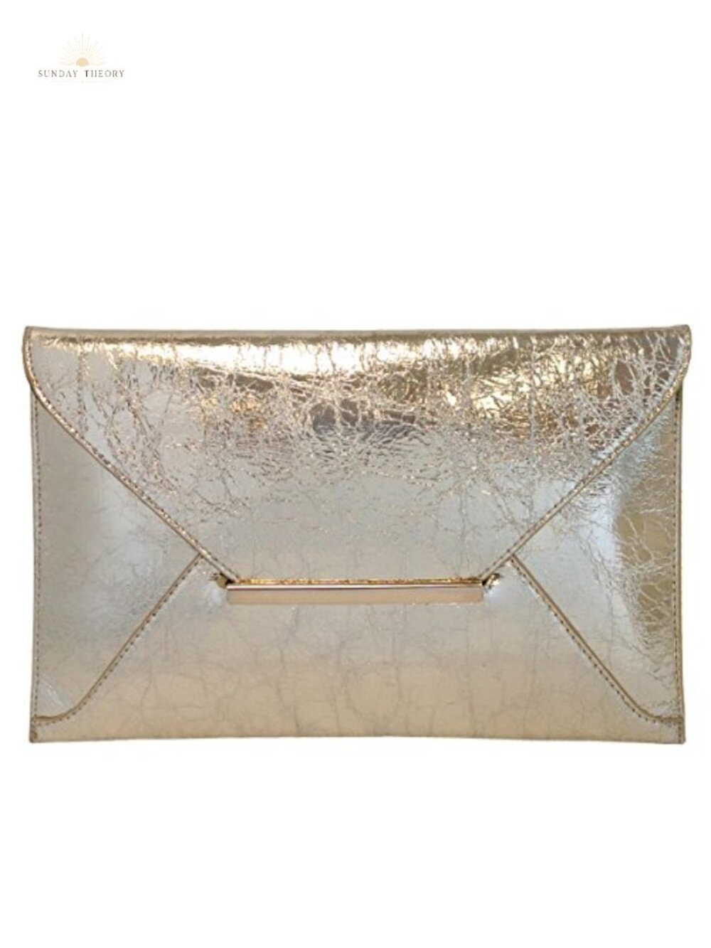 Faux Leather Crushed Metallic Envelope Clutch Crossbody Evening Bag
